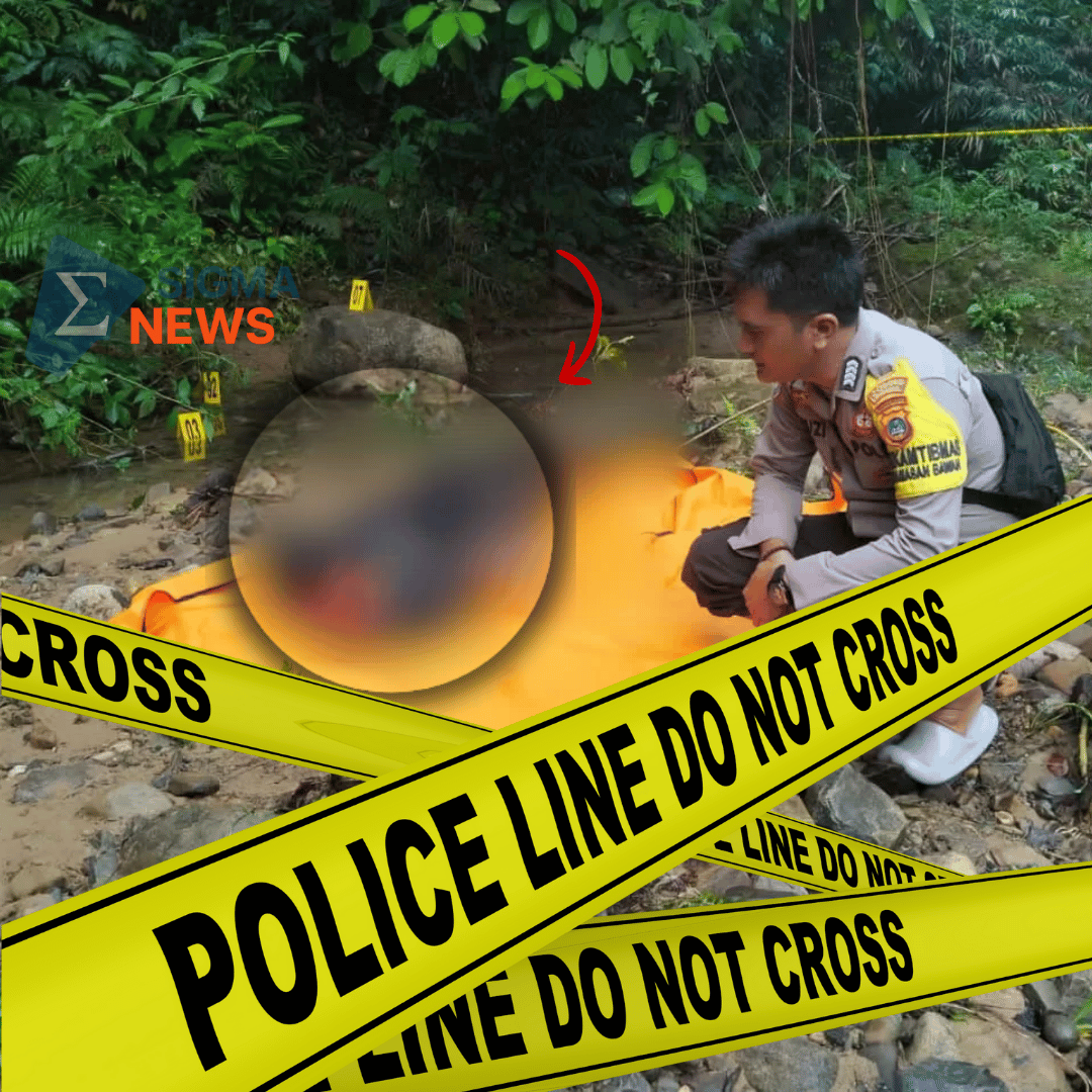 Petugas Polsek Paramasan saat mengamankan lokasi penemuan mayat pria tanpa kepala di hutan Desa Paramasan Atas, Rabu (16/7)