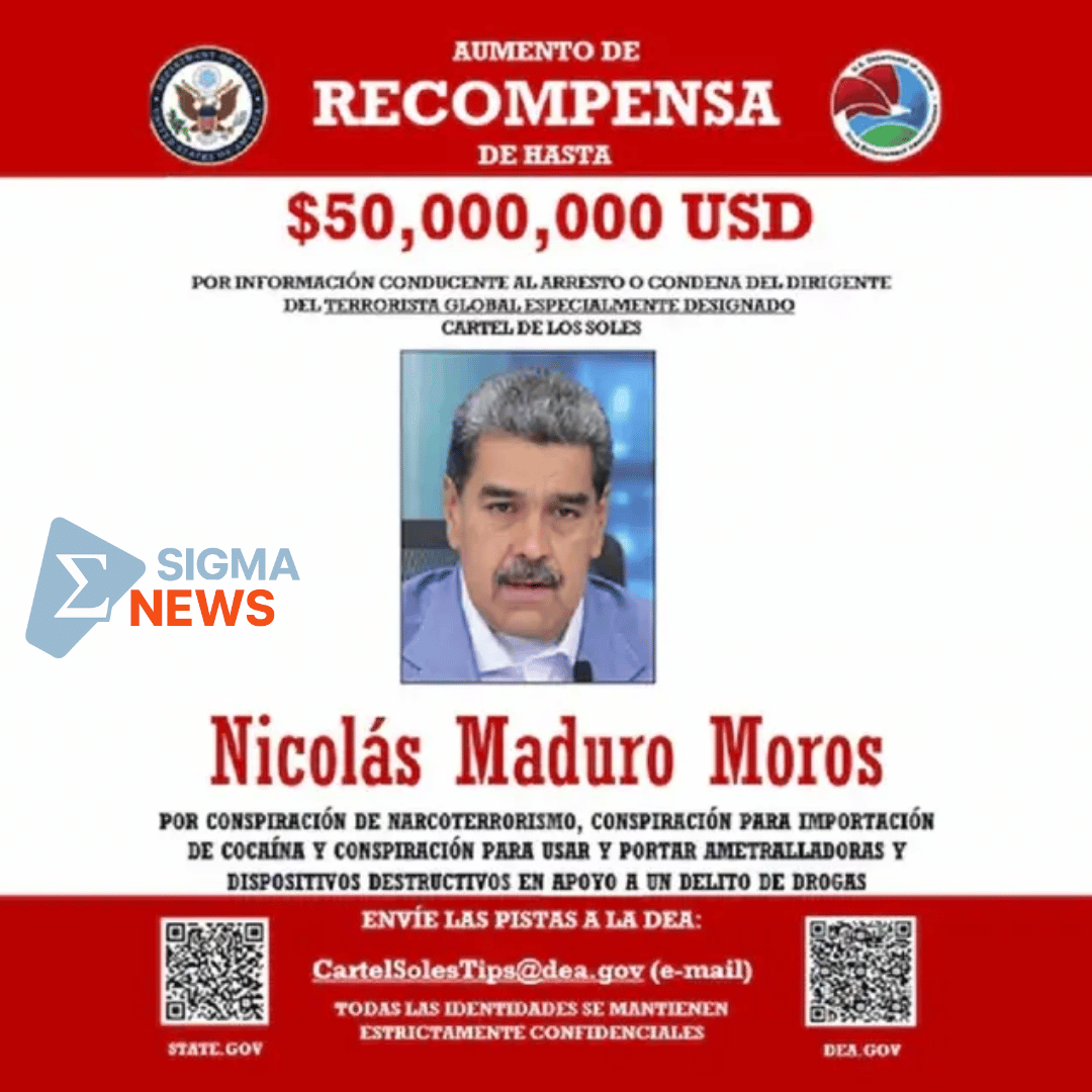 Amerika Serikat menaikkan hadiah penangkapan Presiden Venezuela Nicolas Maduro menjadi US$50 juta, dua kali lipat dari tawaran sebelumnya.