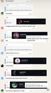Tangkapan layar yang menunjukkan percakapan daring di mana sejumlah oknum masih melanjutkan perundungan terhadap korban bernama Timothy, meskipun korban telah meninggal dunia.