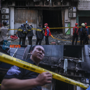 kebakaran gedung terra drone